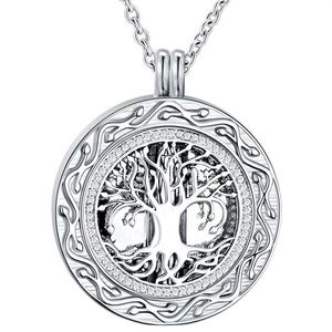 Runde Urnen-Halskette „Baum des Lebens“ – Anhänger für Asche-Gedenk-Andenken, Schmuck für Asche – Trichter-Set im Lieferumfang enthalten345z