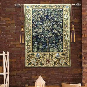 Arbre de vie tapisserie tenture murale Textile Jacquard tissage maison Art décoration Linen100 % 240127