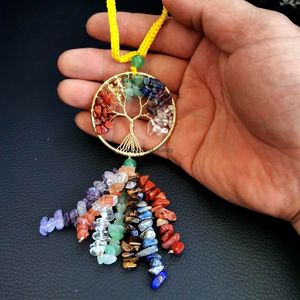 Tree of Life Yoga 7 Chakra Natural Stone Nappa Reiki Healing Crystal Pendant car bag accessori per gioielli appesi occhio di tigre ametista