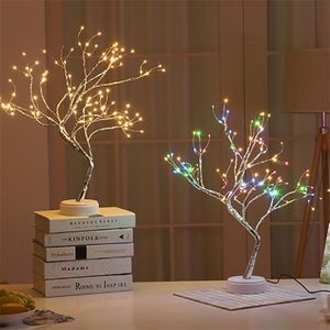 Lampe LED en forme d'arbre Style bonsaï 108 LED fil de cuivre bricolage USB veilleuse tactile interrupteur contrôle noël lumière décorative cadeaux 20230Z