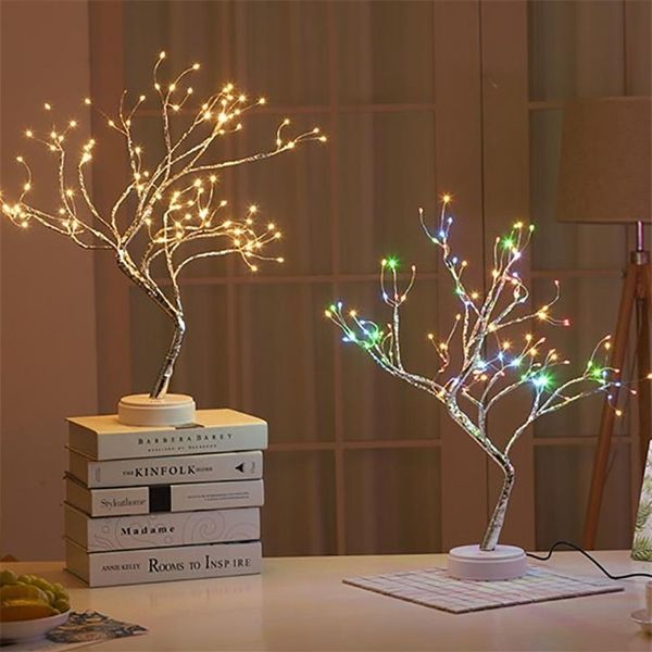 Lámpara LED en forma de árbol estilo bonsái 108 LED alambre de cobre DIY USB luz nocturna interruptor táctil Control Navidad luz decorativa regalos 20308Q