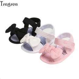 Tregren 018m mignon pour bébé bébé filles chaussures de sandale d'été ouverts ouverts non galets sandales à la princesse plate et à bowknot 240409
