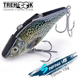 Trehook Rattling et VIB pour l'hiver Tackle de pêche 70 mm 13g Sinking Wobblers Pike Perch VIB LURS CRANKBAIT 240401