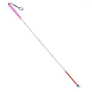 Bâtons de randonnée 105-155cm Canne aveugle en aluminium avec poignée rose Bâton de marche pliant rouge réfléchissant pour les personnes se replie en 5 sections