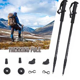 Trekking Poles 2Pcslot Anti Shock Trekking Pole Set Threesection Poignée Droite Télescopique Marche Randonnée Bâton Canne Bâtons De Ski J230224