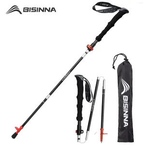 Trekking Poles BISINNA 1pcs/2pcs Folding Carbon Fiber Collapsible Telescopic Sticks Lightweight Walking Stick Hiking Climbing