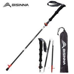 Trekking Poles BISINNA 1pcs2pcs Folding Carbon Fiber Collapsible Telescopic Sticks Lightweight Walking Stick Hiking Climbing 231005