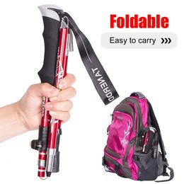 Trekking Polonais Camping Portable marche randonnée Stick extérieur pliage Trekking Sticks Nordic Walking Pole ultralight Telescopic Trekking Pole 230210