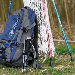 Wandelende palen Cane wandelen Alpenstock trekking Pool Ultralight Telescopic 3 Sectie Auminium legering Cross Country Walking Shock Folding Stick ALP J2302244