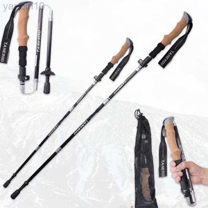 Bâtons de trekking Bâton de marche d'escalade Cannes de randonnée télescopiques en fibre de carbone Pliant Ultralight Quick Lock Outdoor Camping Trail Trekking Pole HKD230804