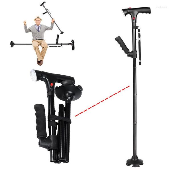 Trekking Poles Canne pliante pliable Aîné LED Walking Trusty Sticks Béquilles pour les mères Les pères