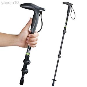 Trekkingstokken Ouderling T-handvat Wandelstokken van koolstofvezel Toerismestok Telescopische trekking Nordic Walking-stok Wandelkrukken Bar Ultralicht HKD230804