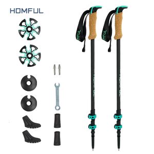 Trekking Poles Homful Nordic 195gpc Trekking poles Walking sticks Alpenstock Telescopic ultralight Premium Carbon Adjustable with Quick Lock 230210