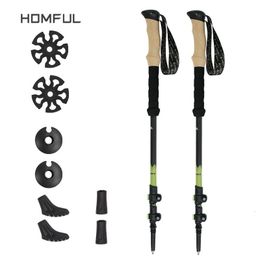 Wandelende polen Homful Pair2pcs koolstofvezel trekking polen Nordic Walking Poles Carbon Trekking Stick Alpenstock Walking Stick voor toerisme 230210