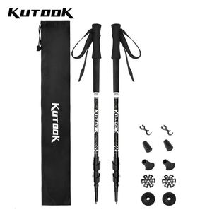 Bastones de trekking KUTOOK Bastones de trekking 2PCS Bastones de marcha nórdica Alpenstock de 3 secciones Bastones retráctiles Muleta telescópica Senderismo Bastones para acampar 231018