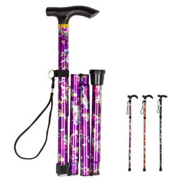 Bâtons de marche pliables légers Bâtons de marche pour femmes âgées Hommes Télescopique 93cm Réglable Pliant Floral Métal Canne Escalade Randonnée J230224