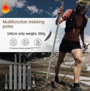 Bâtons de randonnée multifonctions alpinisme pliable fournitures de plein air équipement en alliage d'aluminium randonnée bâton de marche 230909