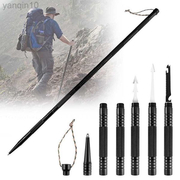 Trekking Poles Boussole multifonctionnelle bâton de trekking bâton de marche pliant ultra-léger aventurier en plein air camping randonnée outil de survie HKD230804