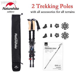 Trekkingstokken Naturehike 2 stks Trekking Pole Carbon Fiber Telescopische Wandelstokken Tent Foyer Poles Carbon Klimstok Wandelbenodigdheden HKD230804