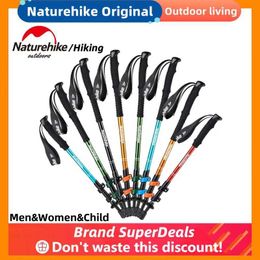 Trekking Poles Naturehike Adulte Enfant Alpenstocks Ultralight Trekking Bâtons Pliants Marche Randonnée Bâtons Camping Famille Outdoor Alpenstocks J230224