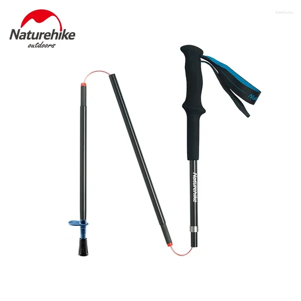 Pictos de trekking NatureHike Camping Ultralight 4-Secciones plegables Fibra de carbono ajustable Atentable Sticks para caminar caminata