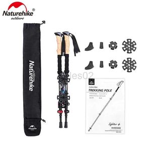 Trekking Poles Naturehike Trekking Poles 2pcs Carbon Fiber Collapsible Telescopic Sticks Lightweight Walking Hiking Stick Climbing Stick zln231214