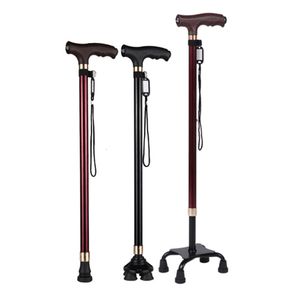 Wandelende polen niet-slip wandelstokken voor de oudere intrekbare aluminiumlegering multifunctionele riet met LED-licht Old Men Crutch 230419