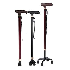 Trekking Poles Nonslip Walking Sticks For The Elderly Retractable Aluminum Alloy Multifunctional Cane With Led Light Old Men Crutch 231006