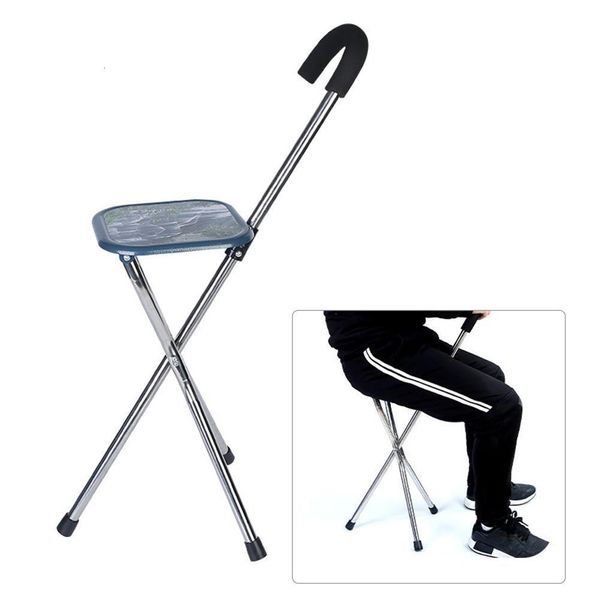 Trekking Poles Tabouret En Acier Inoxydable Canne Chaise Pratique Durabl Épaissie Siège Marche Pour Les Personnes Âgées Patient 230617