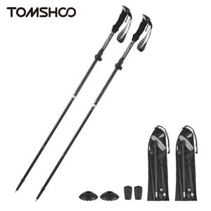 Trekking Poles Tomshoo 2pcs Climbing Sticks Pole Lightweight Collapsible Fivefold Walking Stick for Hiking Backpacking 231005