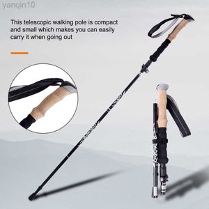 Trekkingstokken Trekkingstokken Telescopisch Verstelbaar Intrekbare wandelstok Wandelstok voor buiten Aluminium Legering Vissen Backpacken Kruk HKD230804