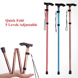 Wandelstokken Walking Stick Hiking Trail Ultralight 4 Section verstelbare wandelstokken aluminium legering vouwen 230425