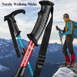 Estilos de Trekking bastones de Trekking plegables de aluminio portátiles para exteriores herramienta de senderismo bastones plegables bastón telescópico