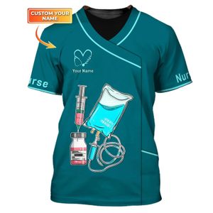 Trench 2023 Été Hommes T-shirt Outils de soins infirmiers Personnalisés 3D Imprimé Unisexe Tshirt Infirmière Uniforme Gommages Médicaux Vêtements Tshirt Dw185