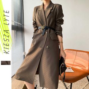 Trench-Coat Robe Printemps Femmes Loisirs Style Britannique Long Coupe-Vent Manteaux Pardessus Costume Veste Femme Streetwear 210608