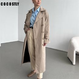 Trench-coat pour femmes manches longues ceinture double boutonnage dames coupe-vent veste casaco feminino 220812