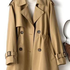 Trench-Coat pour femmes, manteau surdimensionné, décontracté, solide, à la mode, vêtements noirs, veste coréenne, printemps-automne, 240106
