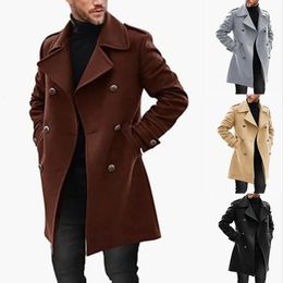 Trench Coat Men Classic Double Breasted Long Coat Mens Clothing Lange Jackets Coats Britse stijl Overcoat S-4XL Size 240124