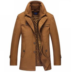 Trench-Coat Hommes Hiver Épais Coupe-Vent Long Manteau De Laine Casaco Masculino Palto Casaco Jaket Hommes 4XL Trench Laine Vestes T190829