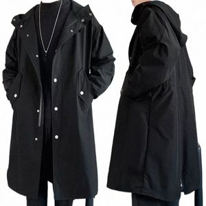 Trench-Coat pour hommes, nouveau manteau à capuche croisé, coupe-vent décontracté, solide, veste d'automne, manteau d'université h8X4 #