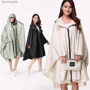 Trenchcoat Stijl Stijlvolle Hooded Vrouwen Regenjas Outdoor Lange Regenponcho Waterdichte Regenjas Regenkleding L230620