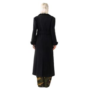 Trench jas vrouwen jassen dames jas dames revers nek riem riem riem gordel katoenwol vaste kleur slanke carrière gerelateerde functies zwarte 2xl gedefinieerde jas lange jas dames ontwerper