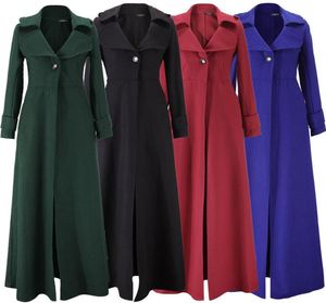Trench Coats European and American Autumn Winter Coat Women039s Highned Woolen Women Long Windbreaker9767002