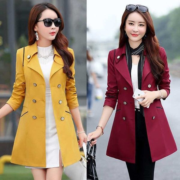 Trench-Coats Haute Qualité Automne Nouvelle Haute Couture Marque Femme Classique À Double Boutonnage Trench Imperméable Imperméable D'affaires Survêtement Manteau W117 Y2209