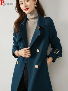 Trench Elegante Doble de pecho Caones largos Capases Casco Classicina Gabardina Abrigos Chaqueta elegante 5xl Cinturón de viento Casacos