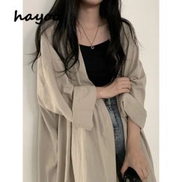 Trench hayoo – chemise fine, manteau paresseux, ample, fin, moyen et long, protection solaire coréenne, haut d'été 2021