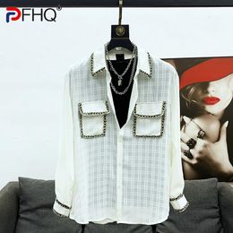 Trench Pfhq 2023 camicia di giuntura alla moda da uomo elegante manica lunga nuovo top coreano stilista allentato originale sottile vestiti cappotto primavera