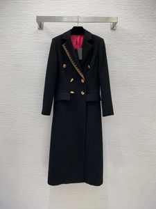 Trench costume concepteur femmes double boutonnage col minceur noir à manches longues manteau marque Desig vêtements