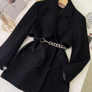 Trench costume veste ceinture femmes mode coréenne boutonnage costume automne à manches longues noir bureau dames veste mode conçu femme manteau nouveau