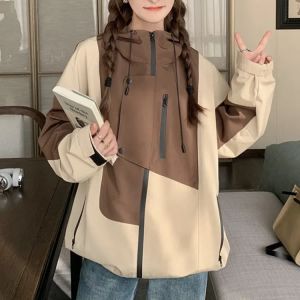 Trench SuperAen – veste Design coréen pour femme, manteau à capuche décontracté, nouvelle mode contrastée, automne 2023